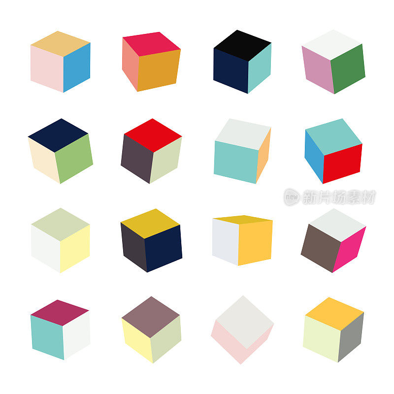 Vector colors box cube pattern collection